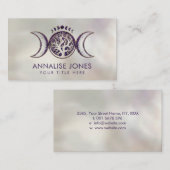 Amethyst en Gold Triple Moon - Levensboom Visitekaartje (Voorkant / Achterkant)