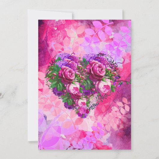 Amethyst Faire-part de mariage Floral framboise (Dos)