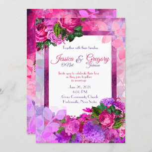 Amethyst Faire-part de mariage Floral framboise