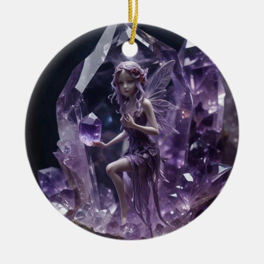 Amethyst Fairy Crystal Keramisch Ornament (Voorkant)