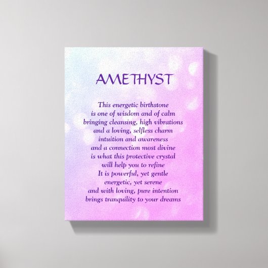 Amethyst - Février pierre natale poème toile d'art (Recto)