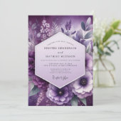 Amethyst Floral Elegance Wedding Kaart (Staand voorkant)