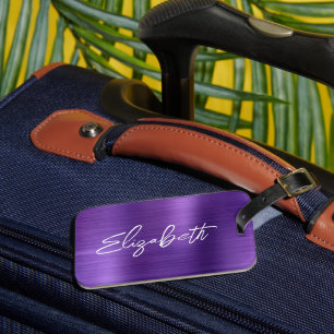 Amethyst Folie Moderne Borstel Schrift Voornaam Bagagelabel