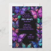 Amethyst foncé ailes Invitation d'anniversaire (Devant)