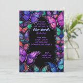 Amethyst foncé ailes Invitation d'anniversaire (Debout devant)