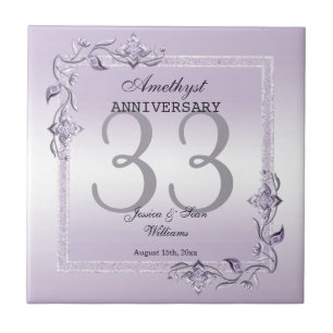 Amethyst Gem & Glitter 33rd Wedding Jubileum Tegeltje