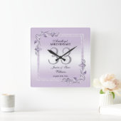 Amethyst Gem & Glitter 33rd Wedding Jubileum Vierkante Klok (Huis)