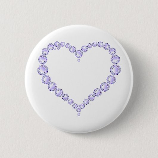 Amethyst Gem hart Ronde Button 5,7 Cm (Voorkant)