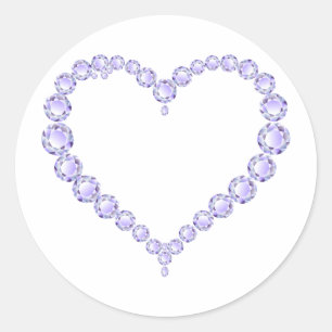 Amethyst Gem hart Ronde Sticker