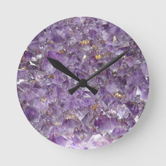 Amethyst gem violet crystal stone clock ronde klok (Voorkant)