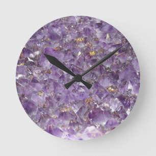 Amethyst gem violet crystal stone clock ronde klok