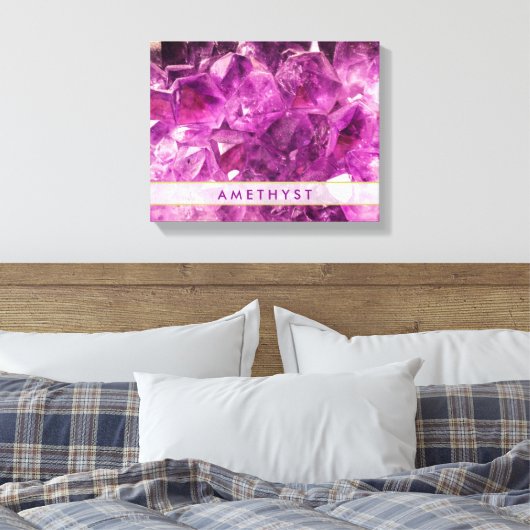 Amethyst Gemstone Afbeelding Shiny and Sparkly Canvas Afdruk (Insitu (Slaapkamer))
