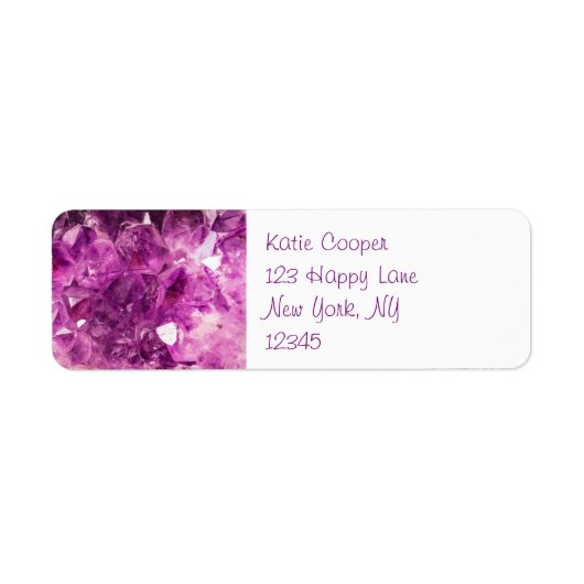 Amethyst Gemstone Afbeelding Shiny and Sparkly Etiket (Voorkant)