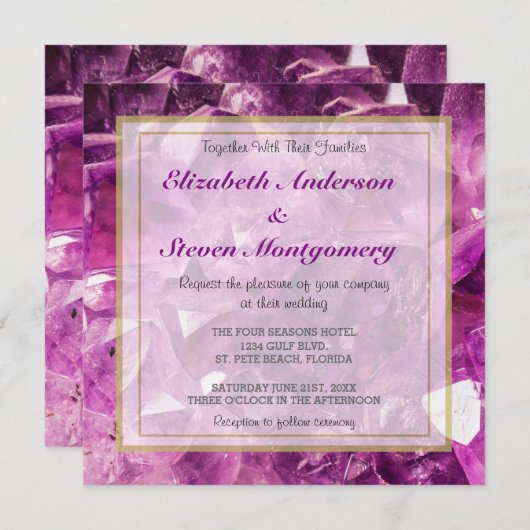 Amethyst Gemstone Afbeelding Shiny and Sparkly Kaart (Voorkant / Achterkant)