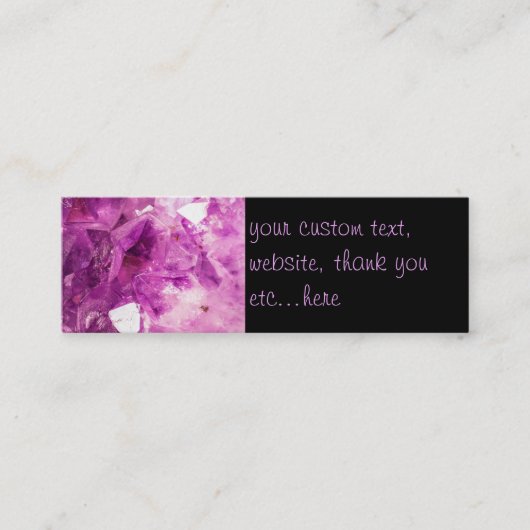 Amethyst Gemstone Afbeelding Shiny and Sparkly Mini Visitekaartje (Voorkant)
