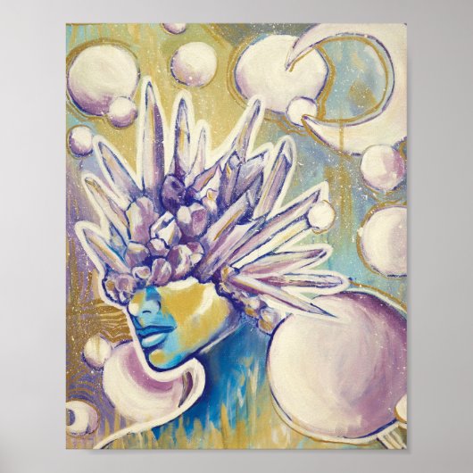 Amethyst Gemstone Fantasy Feministische Abstracte Poster (Voorkant)