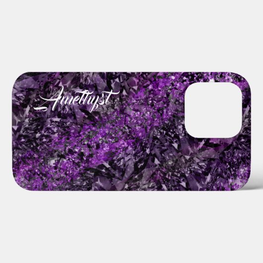 Amethyst Gemstone met Name Hoesje-Mate iPhone Case (Achterkant (horizontaal))