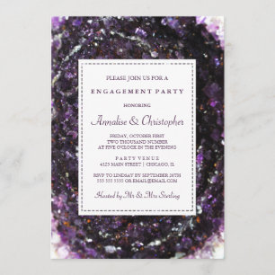 Amethyst Geode Paarse Engagement Party Kaart