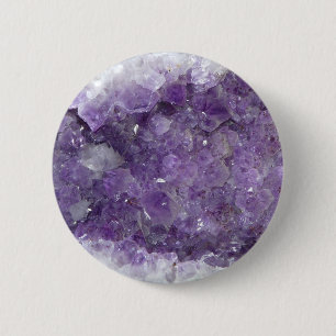 Amethyst Geode - Violet Crystal Gemstone Ronde Button 5,7 Cm
