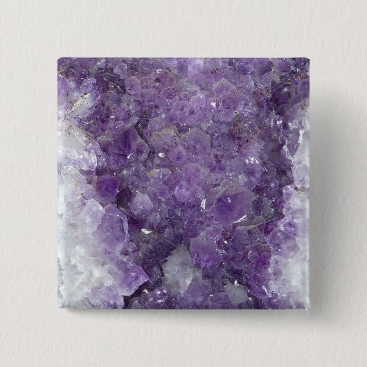 Amethyst Geode - Violet Crystal Gemstone Vierkante Button 5,1 Cm (Voorkant)
