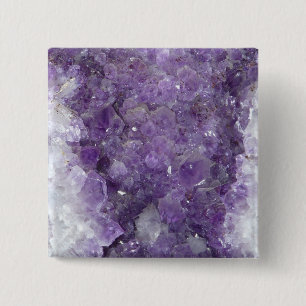 Amethyst Geode - Violet Crystal Gemstone Vierkante Button 5,1 Cm