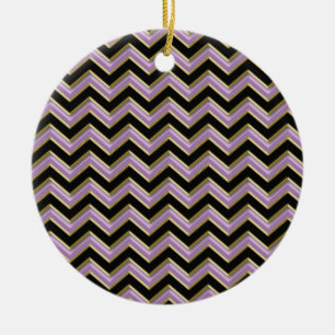 Amethyst Gold Black Zigzag Pattern Keramisch Ornament