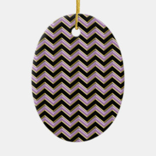 Amethyst Gold Black Zigzag Pattern Keramisch Ornament
