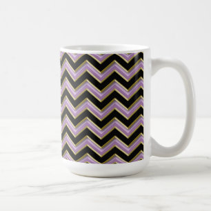Amethyst Gold Black Zigzag Pattern Koffiemok