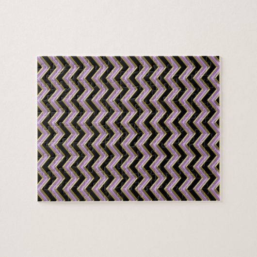 Amethyst Gold Black Zigzag Pattern Legpuzzel (Horizontaal)