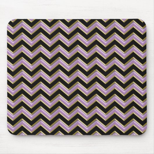 Amethyst Gold Black Zigzag Pattern Muismat (Voorkant)