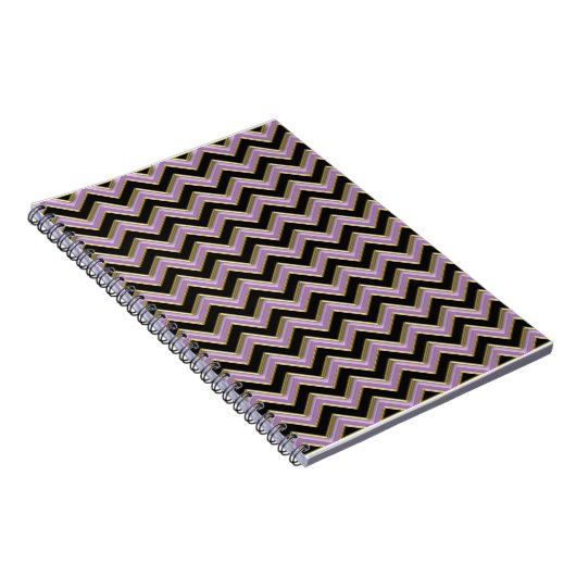 Amethyst Gold Black Zigzag Pattern Notitieboek (Rechterzijde)