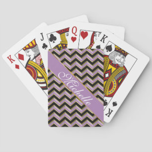 Amethyst Gold Black Zigzag Pattern Speelkaarten