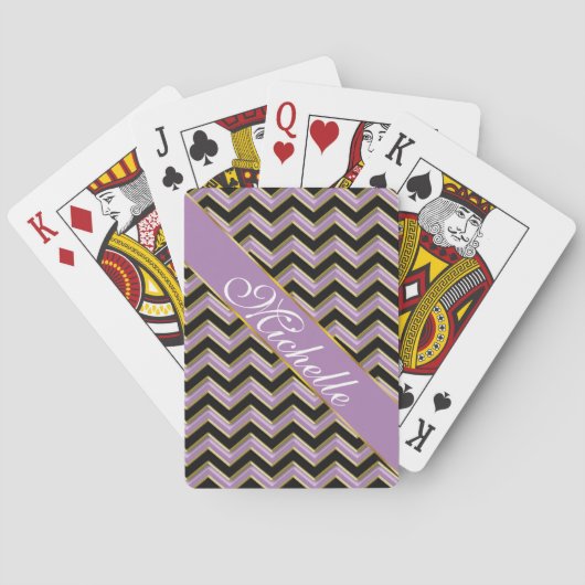 Amethyst Gold Black Zigzag Pattern Speelkaarten (Achterkant)