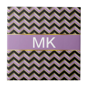 Amethyst Gold Black Zigzag Pattern Tegeltje