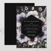 Amethyst Gotische Anemoon Bruiloft Kaart (Voorkant / Achterkant)
