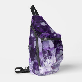 Amethyst Healing Crystal Cluster Sling Bag