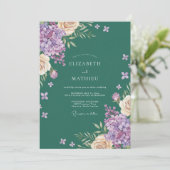 Amethyst Hydrangea Eucalyptus Bruiloft Kaart (Staand voorkant)