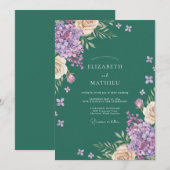Amethyst Hydrangea Eucalyptus Bruiloft Kaart (Voorkant / Achterkant)
