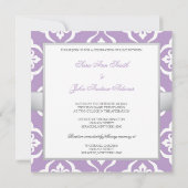 Amethyst Lily Damask Floral Wedding Kaart (Achterkant)
