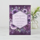 Amethyst Luminous Bloom Wedding Kaart (Staand voorkant)