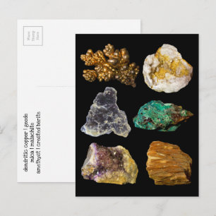 Amethyst mica koper Barite Malachite Geode Rocks Briefkaart
