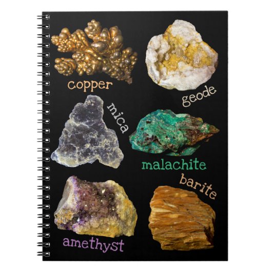 Amethyst mica koper Barite Malachite Geode Rocks Notitieboek (Voorkant)