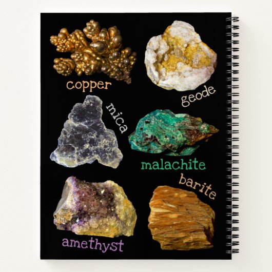 Amethyst mica koper Barite Malachite Geode Rocks Notitieboek (Achterkant)