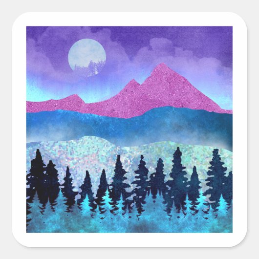 Amethyst Mist Mountains Vierkante Sticker (Voorkant)