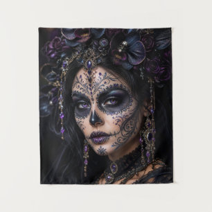 Amethyst Orchid Calavera – Gotische Suiker Schedel Wandkleed