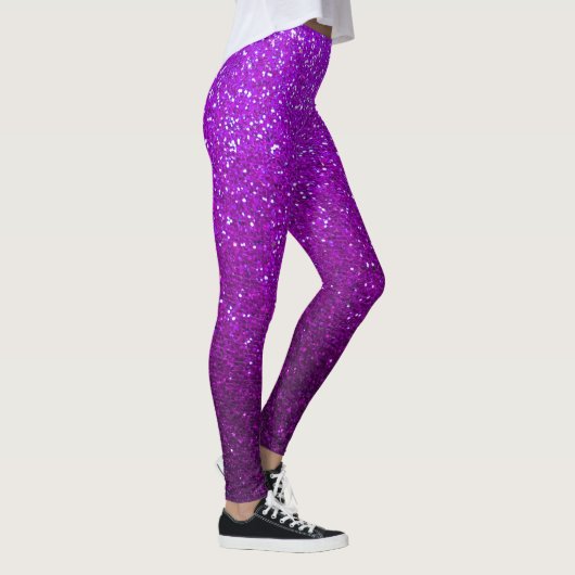 Amethyst Paars Black Glitter Ombre Sparkles Yoga Leggings (Rechts)