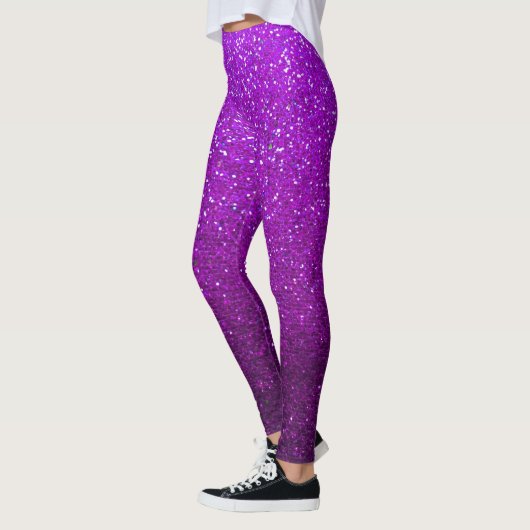 Amethyst Paars Black Glitter Ombre Sparkles Yoga Leggings (Links)