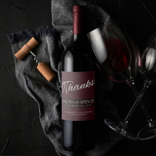 Amethyst-Paars Eggplant Plum Wedding Bedankt Wijn Etiket