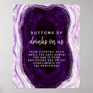 Amethyst Paars en Silver Geode Open Bar Teken Poster