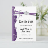 Amethyst Paars en Silver Save The Date (Staand voorkant)